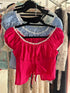 Summer Short Sleeves Lace Detail Middle Slit Crop Tops
